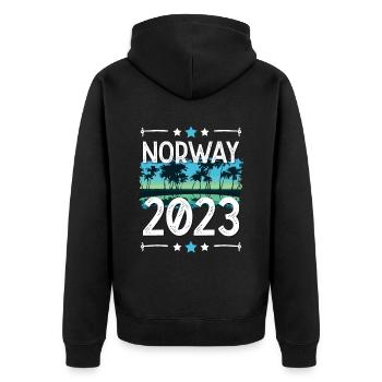 Norway 2023 - Unisex Premium Bio Zip Hoodie - Schwarz - Hinten - Nico (187cm)