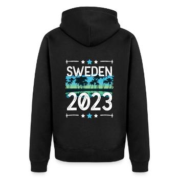 Suède 2023 - Veste à capuche bio Premium Unisexe - noir - Dos - Nico (187cm)