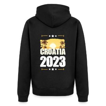 Croatia 2023 - Unisex Premium Organic Zip Hoodie - black - Back - Nico (187cm)