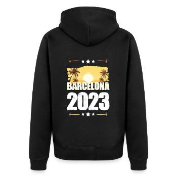 Barcelona 2023 - Unisex Premium Bio Zip Hoodie - Schwarz - Hinten - Nico (187cm)