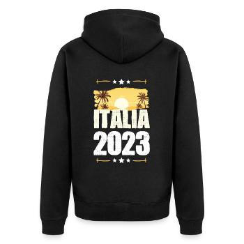 Italia 2023 - Unisex Premium Bio Zip Hoodie - Schwarz - Hinten - Nico (187cm)