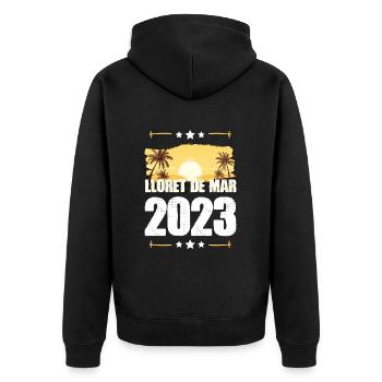 lloret de mar 2023 - Unisex Premium Organic Zip Hoodie - black - Back - Nico (187cm)
