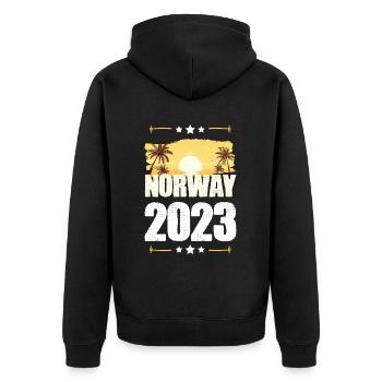 Norway 2023 - Unisex Premium Bio Zip Hoodie - Schwarz - Hinten - Nico (187cm)