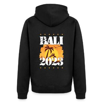 Bali 2023 - Unisex Premium Bio Zip Hoodie - Schwarz - Hinten - Nico (187cm)
