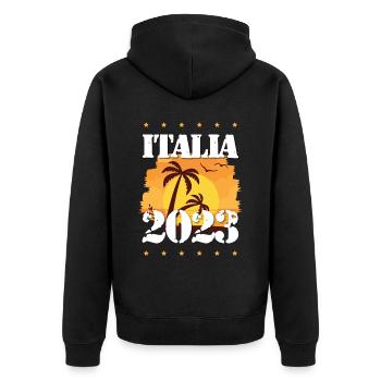 Italia 2023 - Unisex Premium Bio Zip Hoodie - Schwarz - Hinten - Nico (187cm)