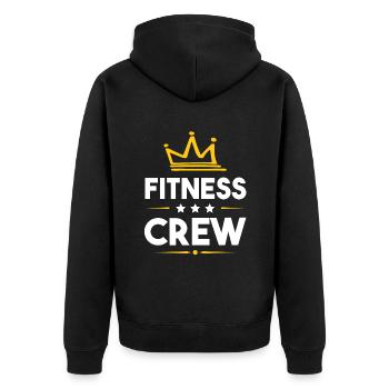 Fitness Crew - Unisex Premium Bio Zip Hoodie - Schwarz - Hinten - Nico (187cm)