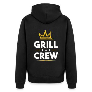 Grill Crew - Unisex Premium Bio Zip Hoodie - Schwarz - Hinten - Nico (187cm)