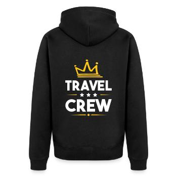 Travel Crew - Unisex Premium Bio Zip Hoodie - Schwarz - Hinten - Nico (187cm)