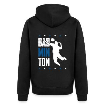 badminton sport - Unisex Premium Bio Zip Hoodie - Schwarz - Hinten - Nico (187cm)