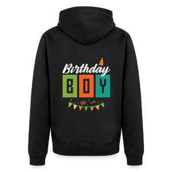Birthday Boy - Unisex Premium Organic Zip Hoodie - black - Back - Nico (187cm)