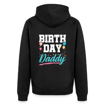 Papa d’anniversaire - Veste à capuche bio Premium Unisexe - noir - Dos - Nico (187cm)