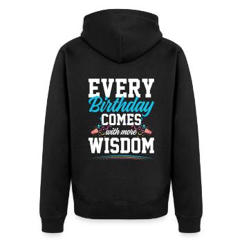geburtstags lustiger spruch - Unisex Premium Bio Zip Hoodie - Schwarz - Hinten - Nico (187cm)