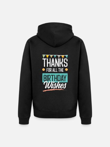 Birthday Greetings - Unisex Premium Organic Zip Hoodie - black