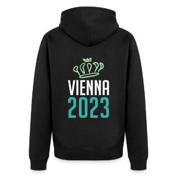 Vienna 2023 Wien Krone - Unisex Premium Organic Zip Hoodie - black - Back - Nico (187cm)