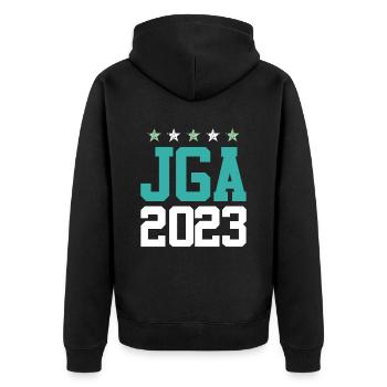 Jga 2023 Junggesellenabschied - Unisex Premium Bio Zip Hoodie - Schwarz - Hinten - Nico (187cm)