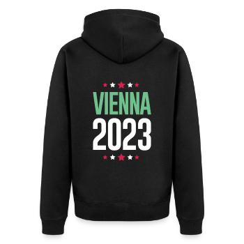 Vienna 2023 Wien - Unisex Premium Organic Zip Hoodie - black - Back - Nico (187cm)