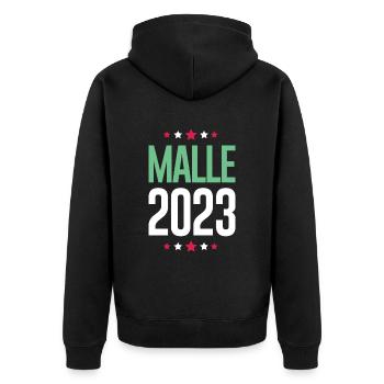 Malle 2023 - Unisex Premium Organic Zip Hoodie - black - Back - Nico (187cm)