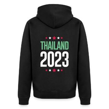 Thailand 2023 - Unisex Premium Bio Zip Hoodie - Schwarz - Hinten - Nico (187cm)