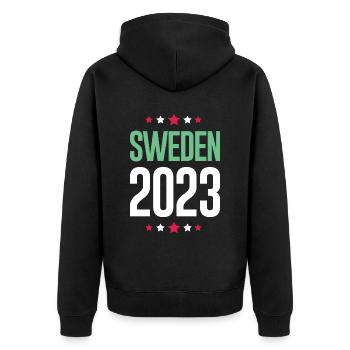 Suède 2023 - Veste à capuche bio Premium Unisexe - noir - Dos - Nico (187cm)