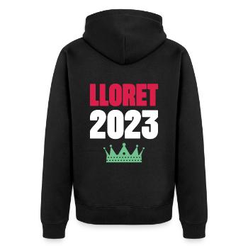 Lloret De Mar 2023 Krone - Unisex Premium Organic Zip Hoodie - black - Back - Nico (187cm)