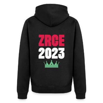 Zrce 2023 Krone - Unisex Premium Bio Zip Hoodie - Schwarz - Hinten - Nico (187cm)