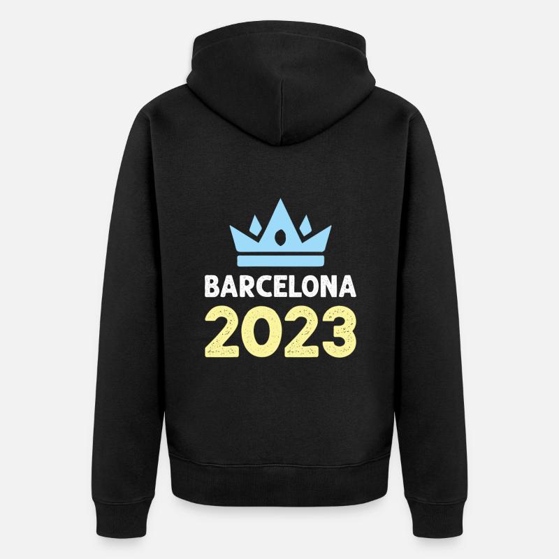 Barcelone 2023 Couronne - Veste à capuche bio Premium Unisexe - noir