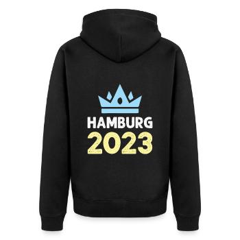 Hambourg 2023 Krone - Veste à capuche bio Premium Unisexe - noir - Dos - Nico (187cm)