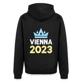 Vienna 2023 Wien Krone - Unisex Premium Organic Zip Hoodie - black - Back - Nico (187cm)