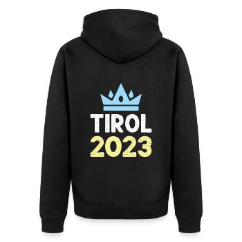 Tyrol 2023 Krone - Unisex Premium Organic Zip Hoodie - black - Back - Nico (187cm)