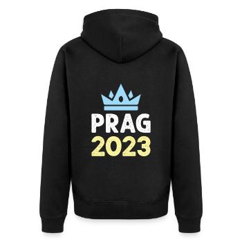 Prague 2023 Krone - Unisex Premium Organic Zip Hoodie - black - Back - Nico (187cm)