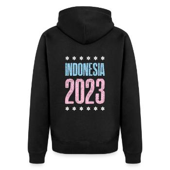 Indonesia 2023 - Unisex Premium Bio Zip Hoodie - Schwarz - Hinten - Nico (187cm)