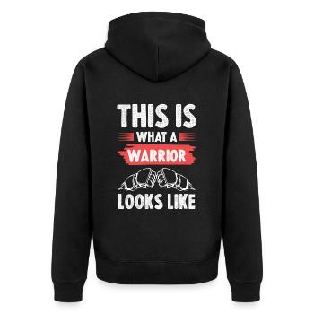 mma krieger - Unisex Premium Bio Zip Hoodie - Schwarz - Hinten - Nico (187cm)