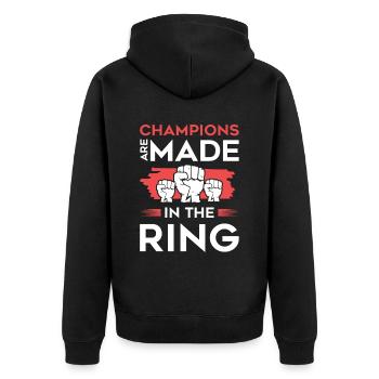 mma champion - Unisex Premium Bio Zip Hoodie - Schwarz - Hinten - Nico (187cm)