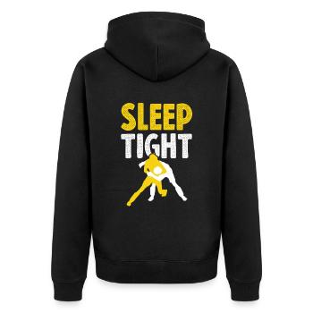 mma sport spruch - Unisex Premium Bio Zip Hoodie - Schwarz - Hinten - Nico (187cm)