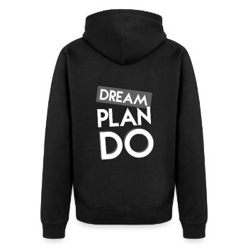 Success Dream - Unisex Premium Organic Zip Hoodie - black - Back - Nico (187cm)