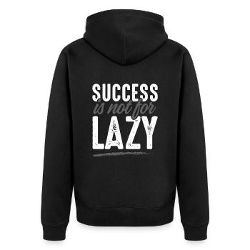 Success not lazy - Unisex Premium Organic Zip Hoodie - black - Back - Nico (187cm)