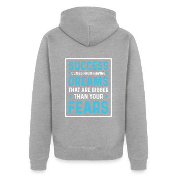 erfolg angst - Unisex Premium Bio Zip Hoodie - Grau meliert - Hinten - Nico (187cm)