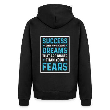 Success Fear - Unisex Premium Organic Zip Hoodie - black - Back - Nico (187cm)