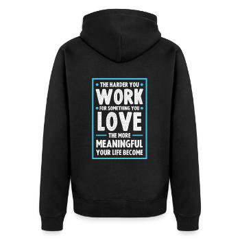 Success Work - Unisex Premium Organic Zip Hoodie - black - Back - Nico (187cm)