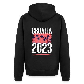 Croatia 2023 - Unisex Premium Organic Zip Hoodie - black - Back - Nico (187cm)