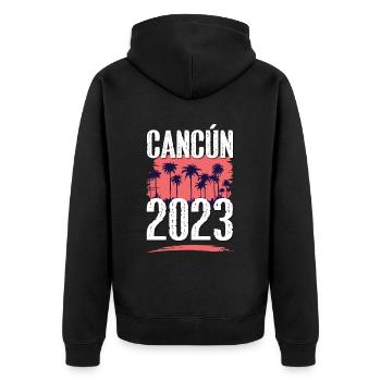 Cancun 2023 - Unisex Premium Bio Zip Hoodie - Schwarz - Hinten - Nico (187cm)