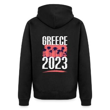 Greece 2023 - Unisex Premium Organic Zip Hoodie - black - Back - Nico (187cm)