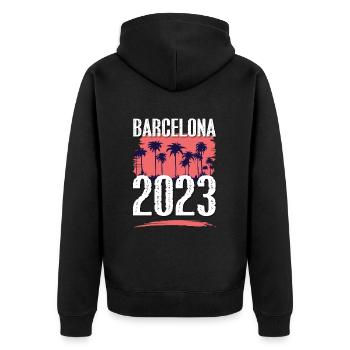 Barcelona 2023 - Unisex Premium Bio Zip Hoodie - Schwarz - Hinten - Nico (187cm)