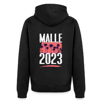 Malle 2023 - Unisex Premium Organic Zip Hoodie - black - Back - Nico (187cm)