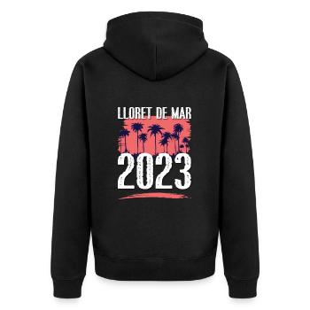 lloret de mar 2023 - Unisex Premium Organic Zip Hoodie - black - Back - Nico (187cm)