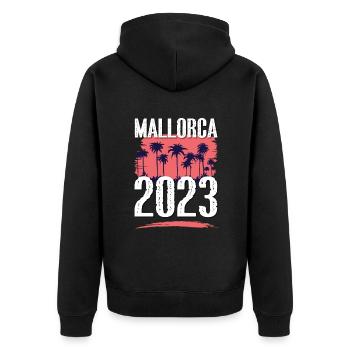 Mallorca 2023 - Unisex Premium Organic Zip Hoodie - black - Back - Nico (187cm)