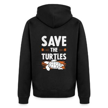 tierschutz schildkröte - Unisex Premium Bio Zip Hoodie - Schwarz - Hinten - Nico (187cm)