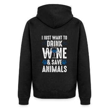 Vin de bien-être animal - Veste à capuche bio Premium Unisexe - noir - Dos - Nico (187cm)