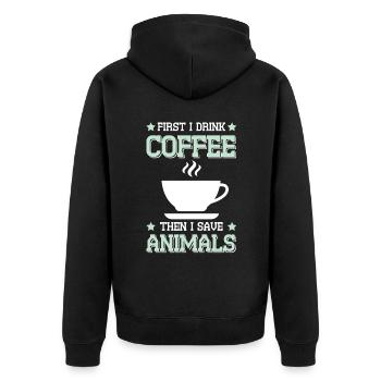 Café Bien-être animal - Veste à capuche bio Premium Unisexe - noir - Dos - Nico (187cm)