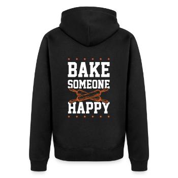 Baking happy - Unisex Premium Organic Zip Hoodie - black - Back - Nico (187cm)